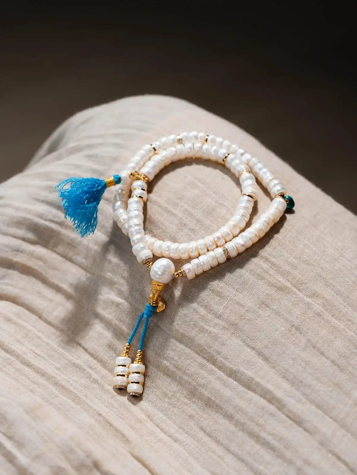 Pearl-Tone Tassel Wrap Bracelet